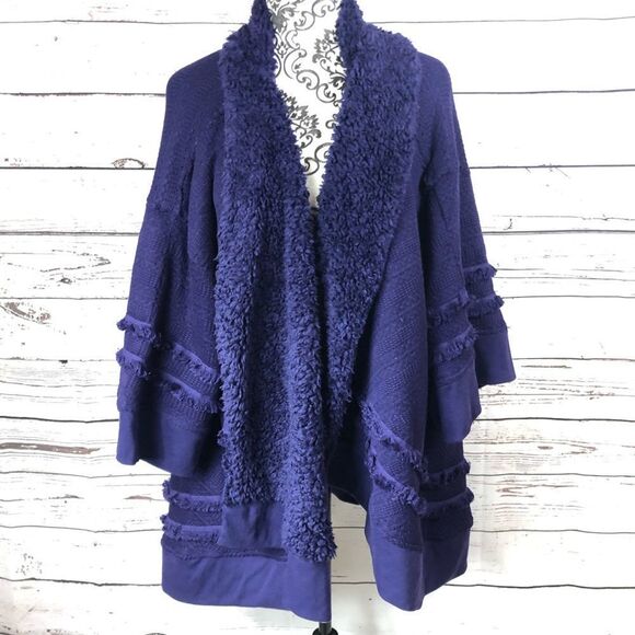 Bloomingdale’s Honeydew Hold Me Tight Reversible Wrap Cardigan Kimono Purple - Picture 5 of 13